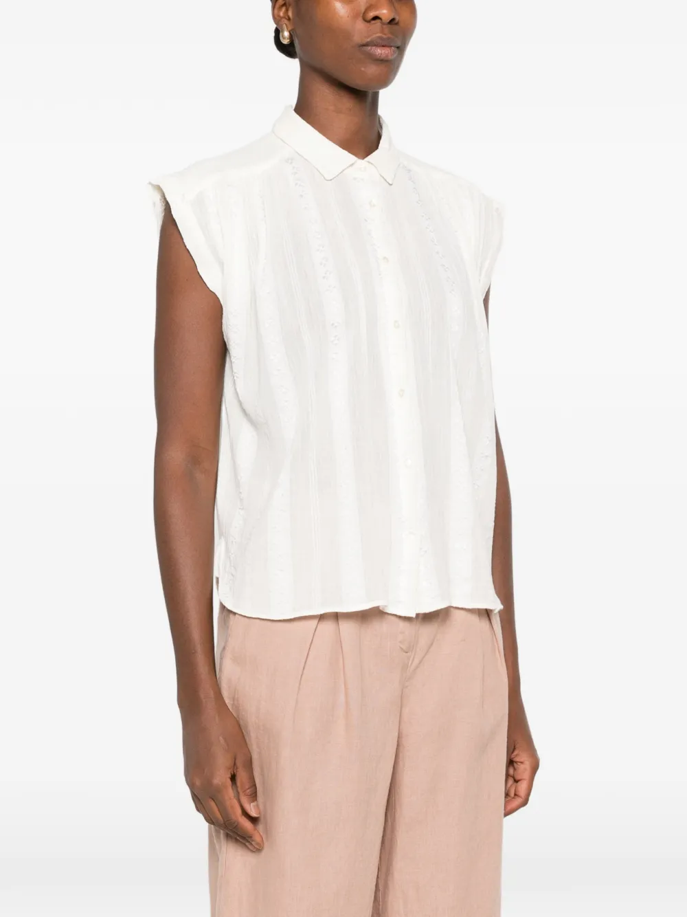 MAISON123 Derry mouwloze blouse met borduurwerk Beige