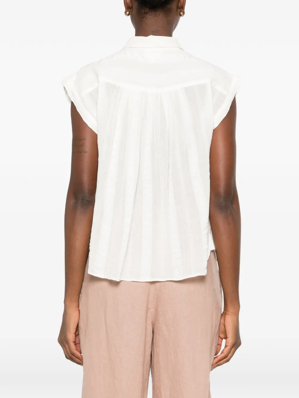 MAISON123 Derry mouwloze blouse met borduurwerk Beige