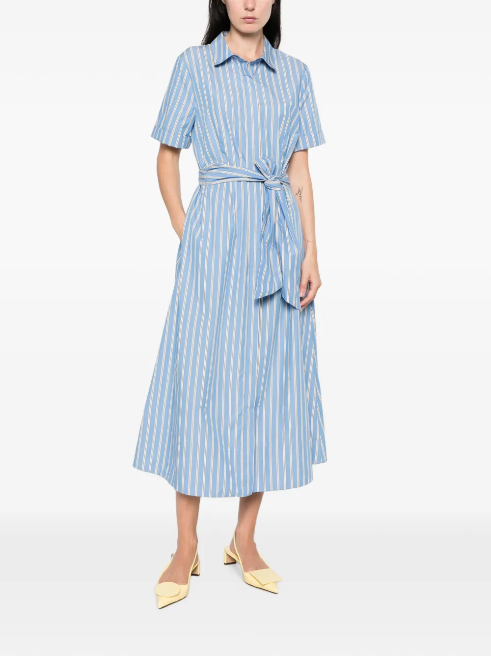 MAISON123 Palma midi-jurk met ceintuur Blauw