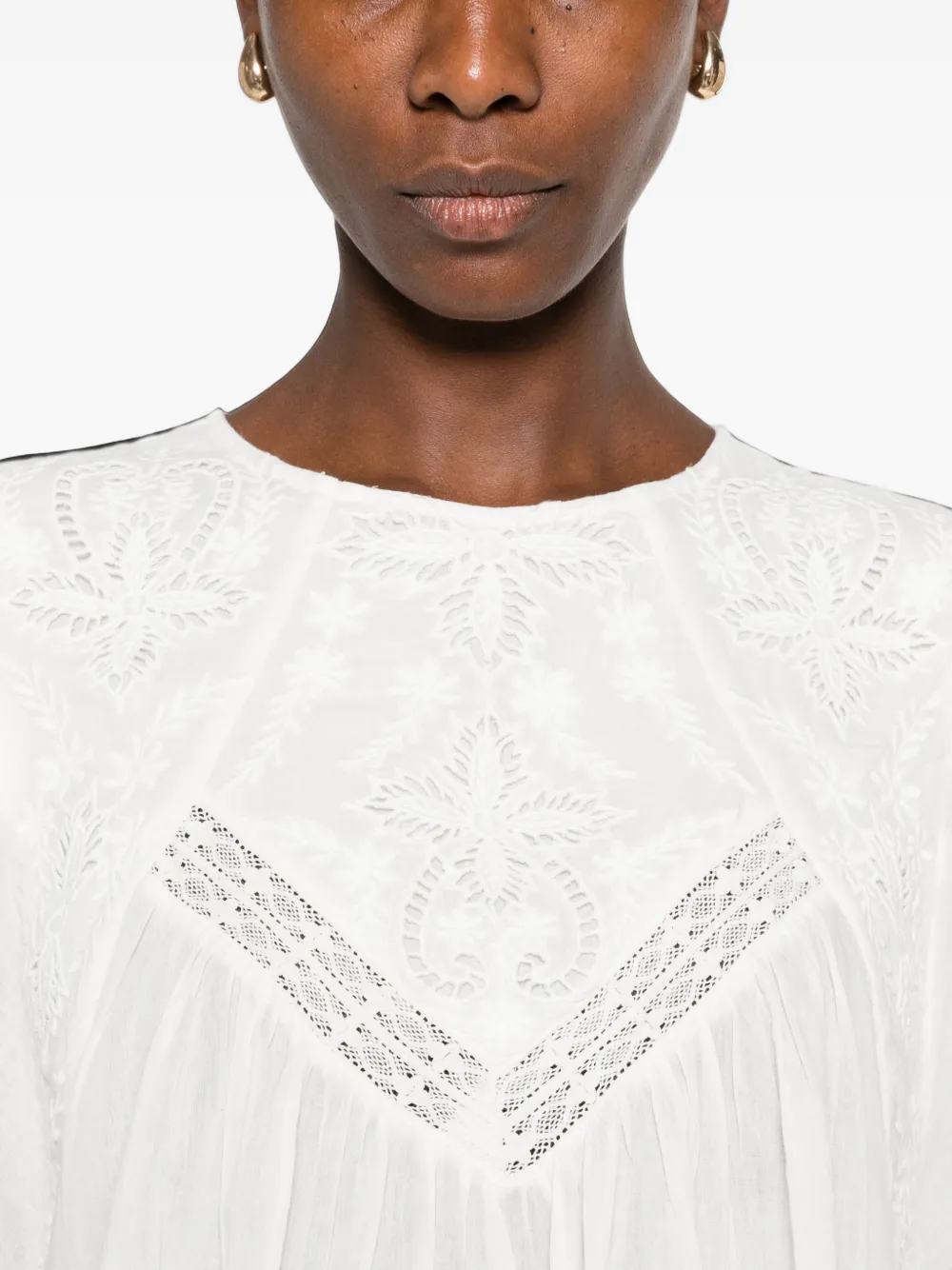 MAISON123 Broderie anglaise blouse met fladdermouwen Wit