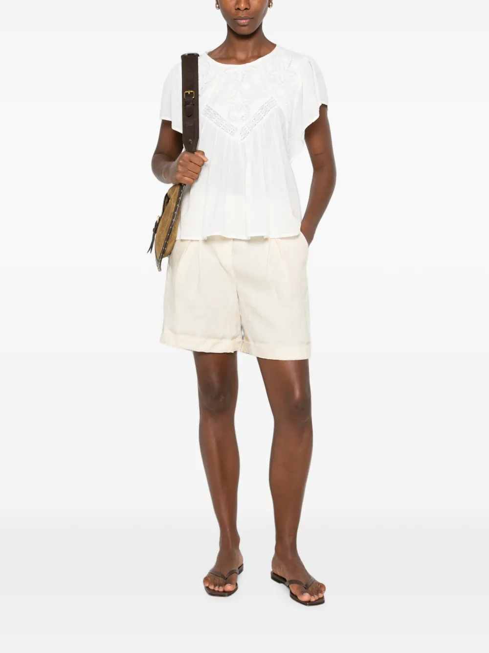 MAISON123 Broderie anglaise blouse met fladdermouwen Wit