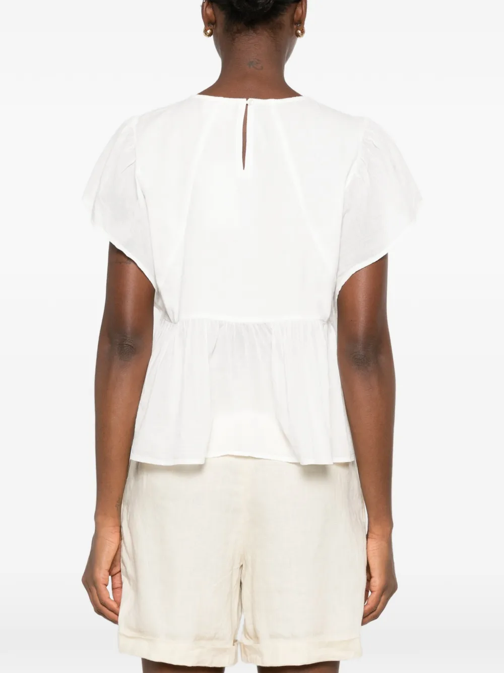 MAISON123 Broderie anglaise blouse met fladdermouwen Wit