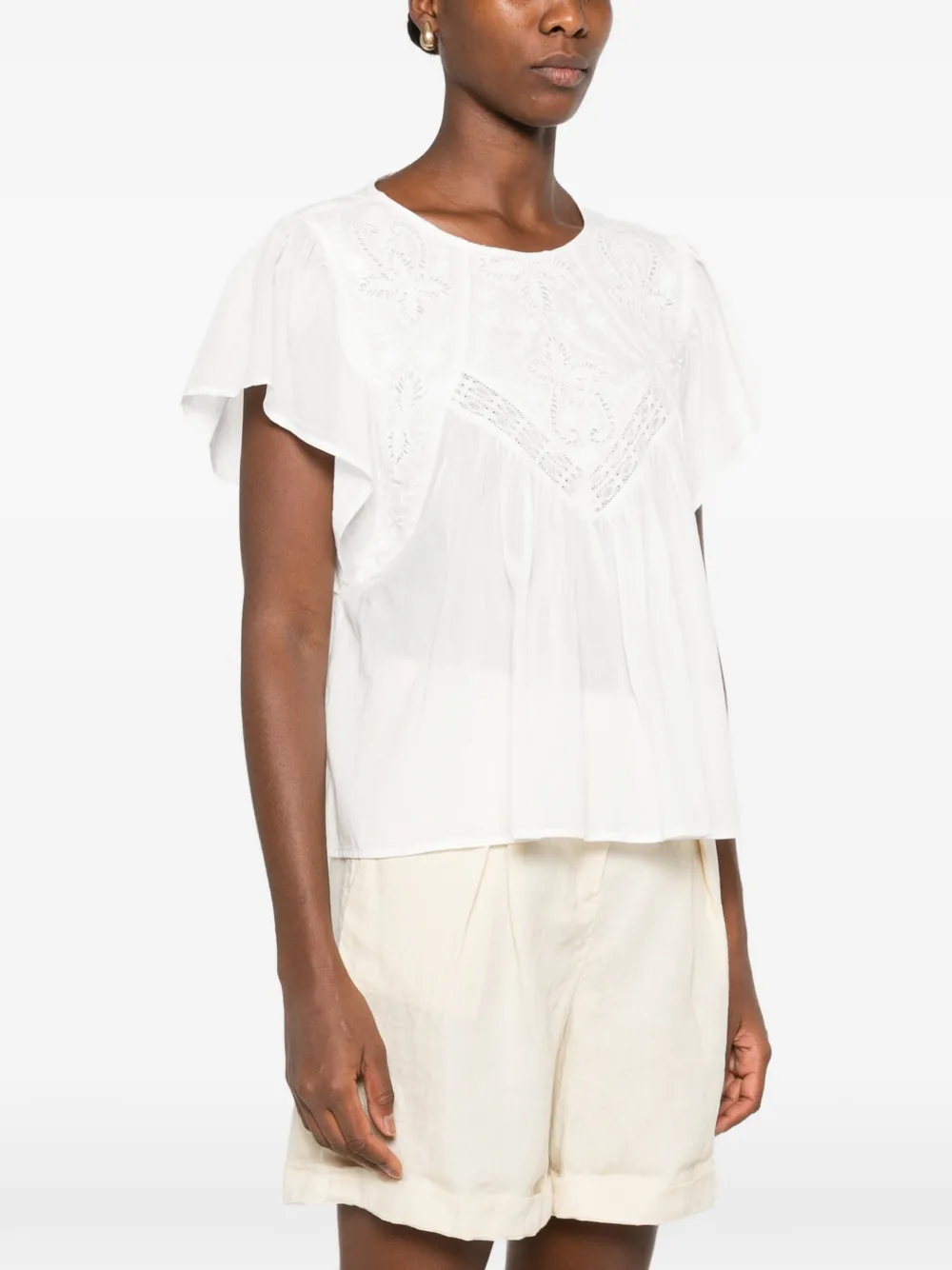 MAISON123 Broderie anglaise blouse met fladdermouwen Wit
