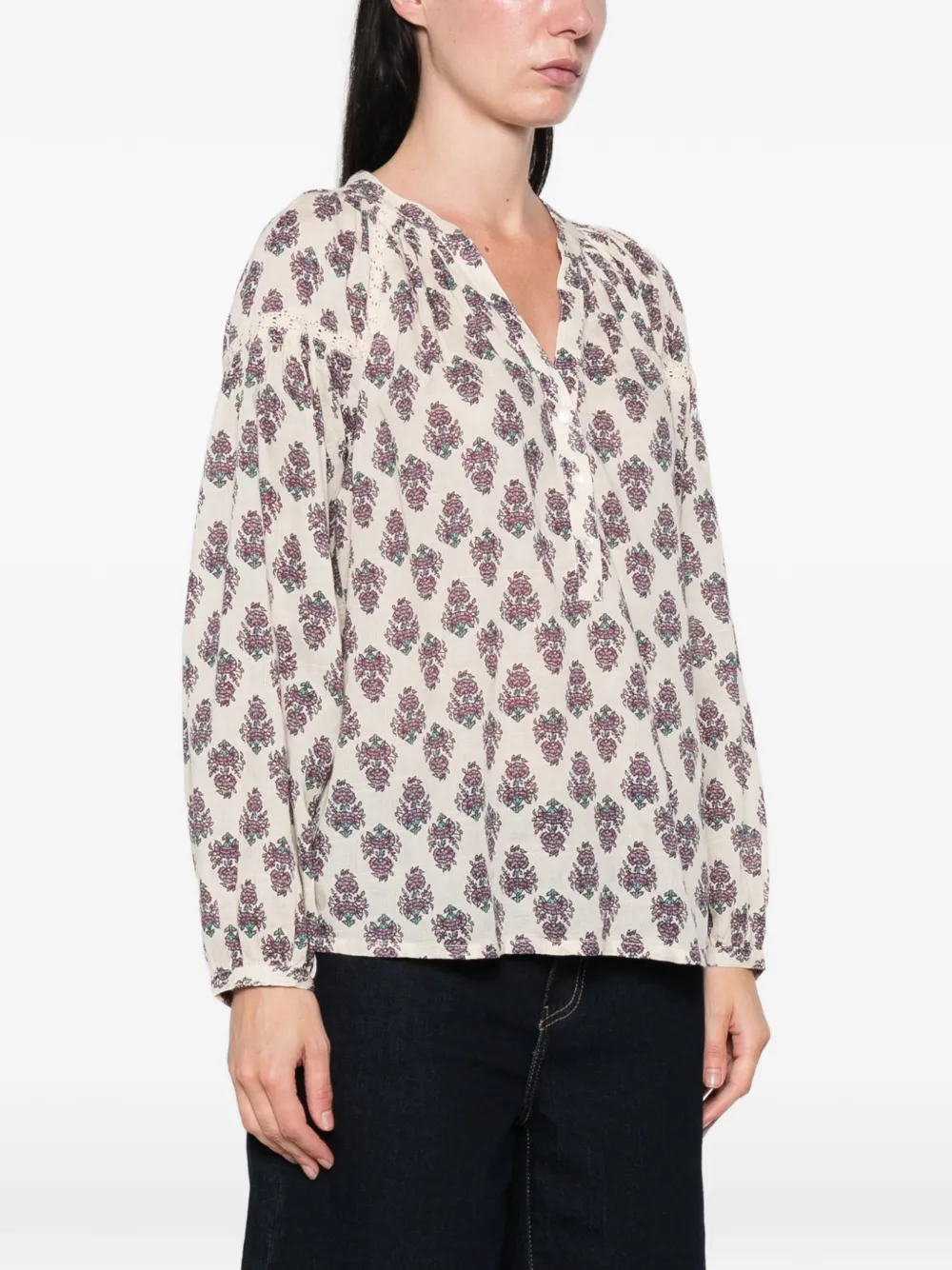 MAISON123 Danica blouse met paisley-print Beige