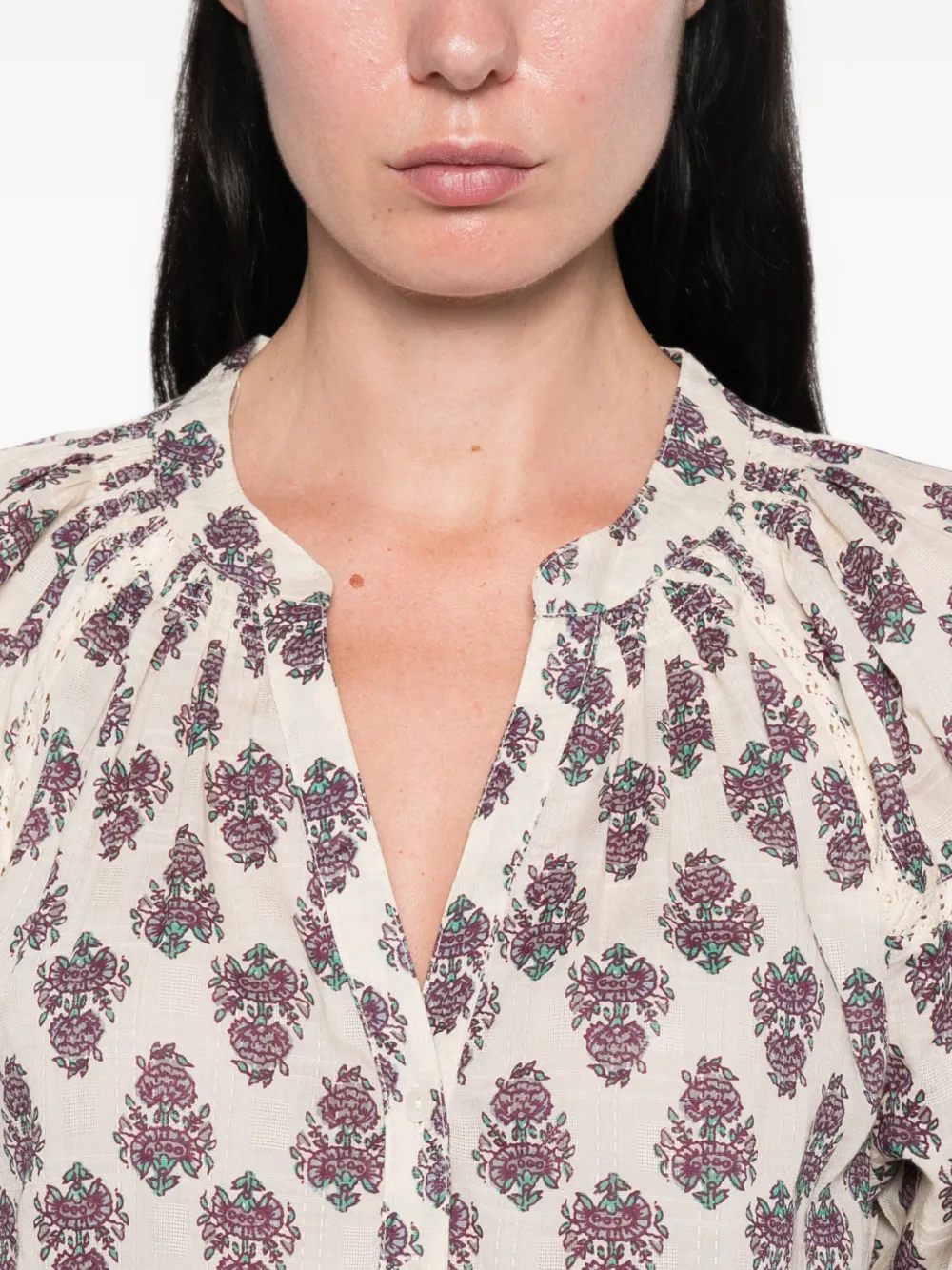 MAISON123 Danica blouse met paisley-print Beige