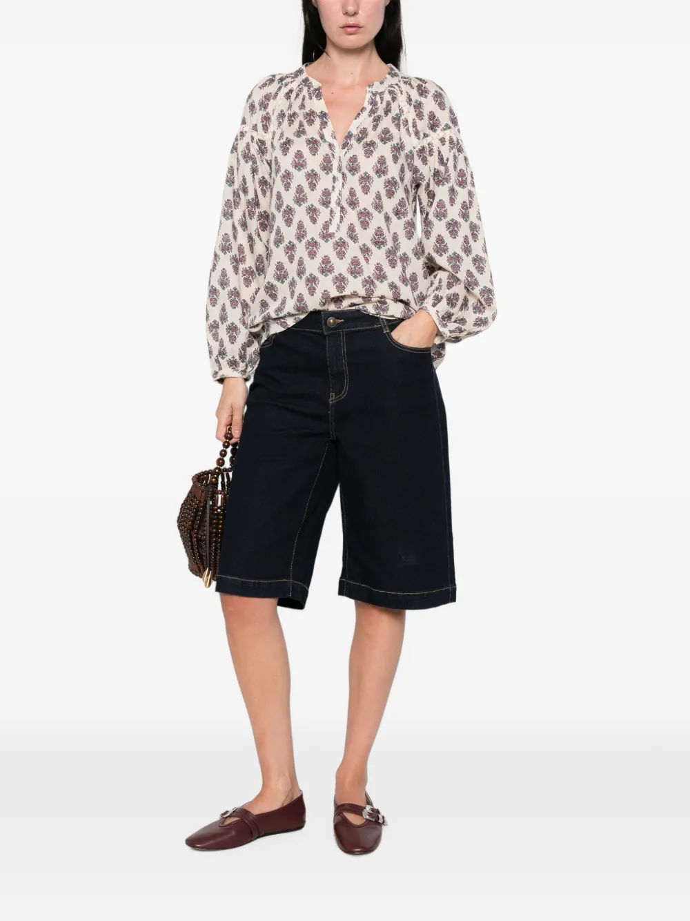 MAISON123 Danica blouse met paisley-print Beige