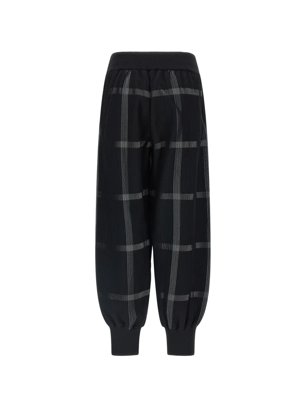 Pleats Please Issey Miyake Crossing Knit geruite broek Zwart