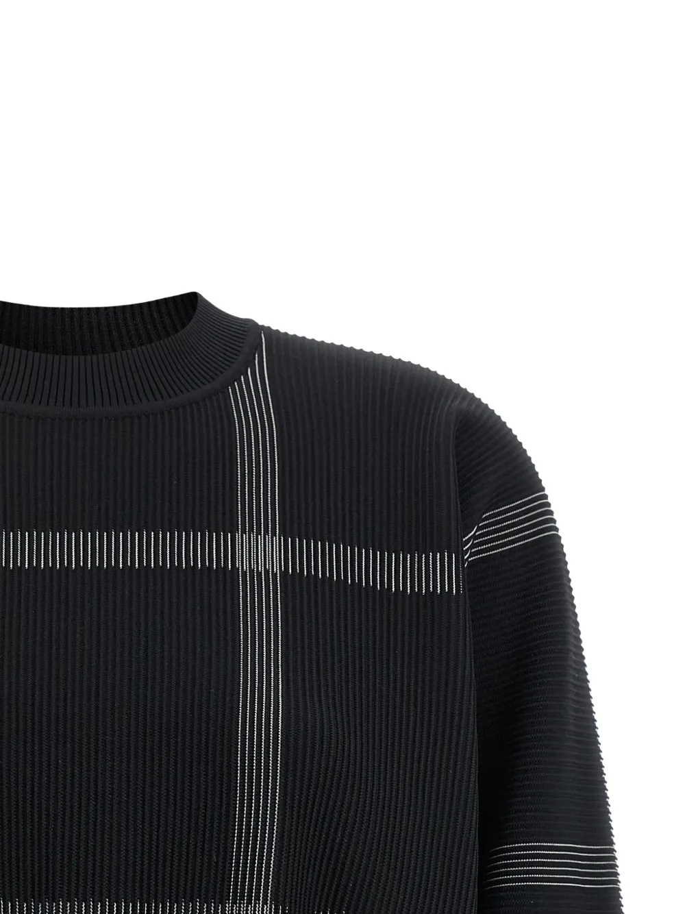 Pleats Please Issey Miyake Crossing Knit geruite trui Zwart