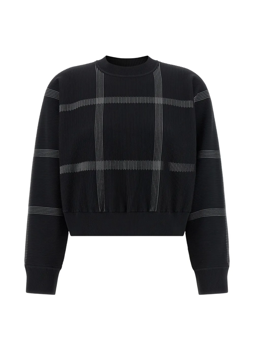 Pleats Please Issey Miyake Maglione Crossing Knit a quadri - Nero
