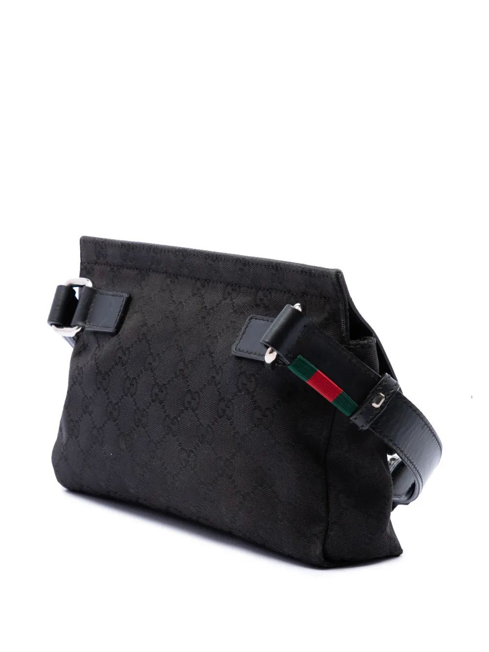 Gucci Pre-Owned 2016-2026 GG Web canvas en leren heuptas Zwart