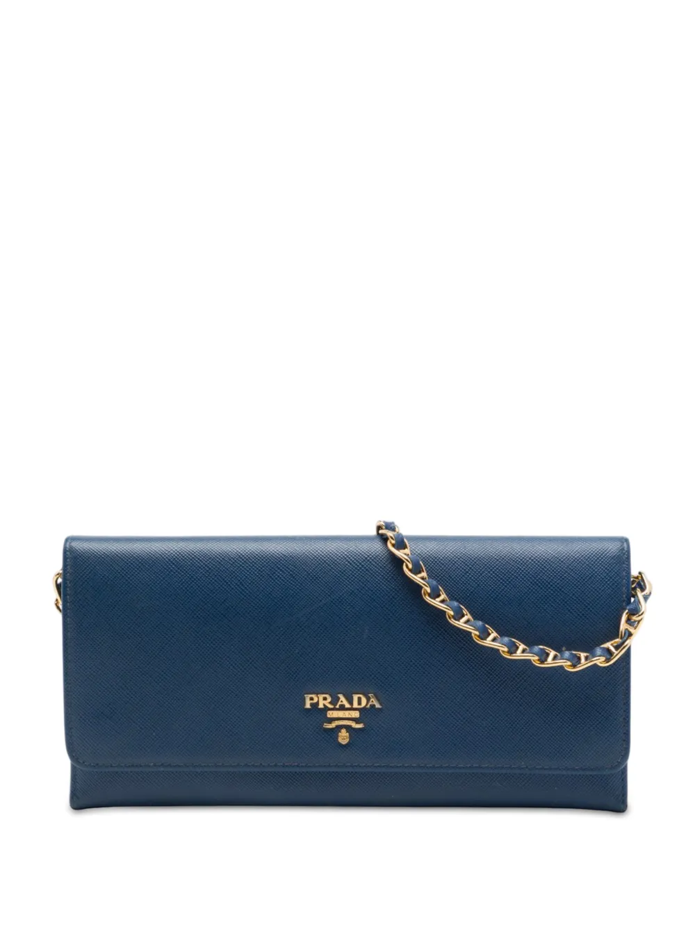 Prada Pre-Owned Borsa a tracolla in pelle Saffiano con catena 2010-2026 - Blu