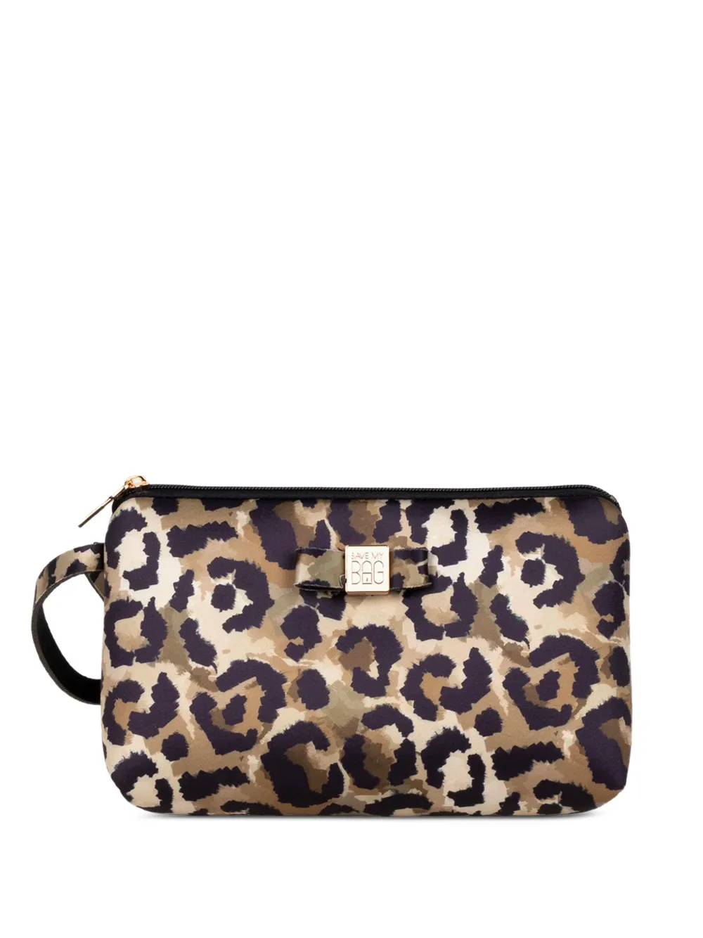 SAVE MY BAG Clutch leopardata con fiocco - Toni neutri