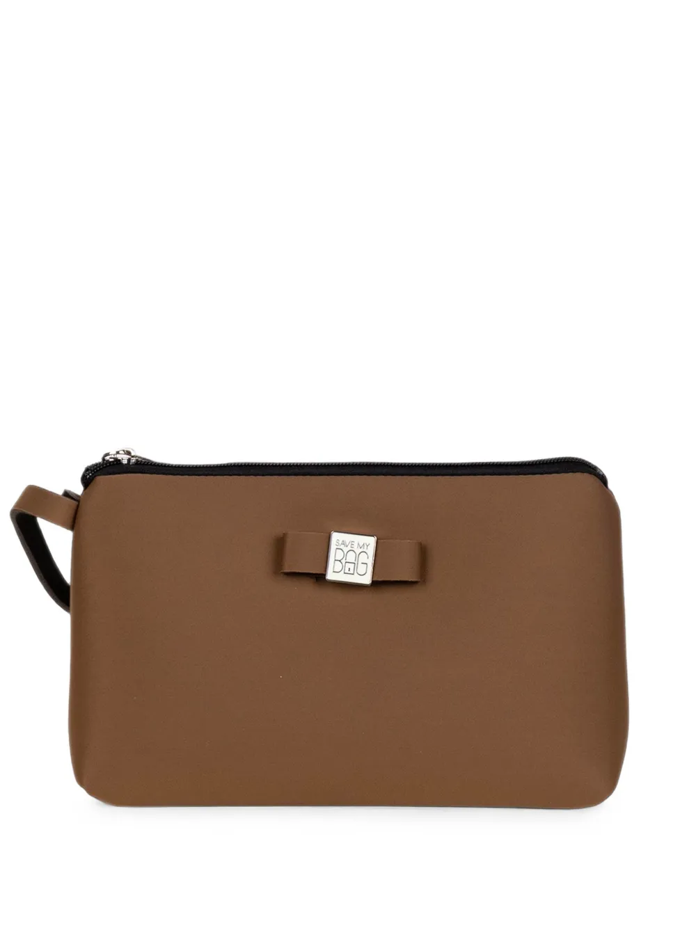 SAVE MY BAG Milly bow-detail clutch bag - Marrone