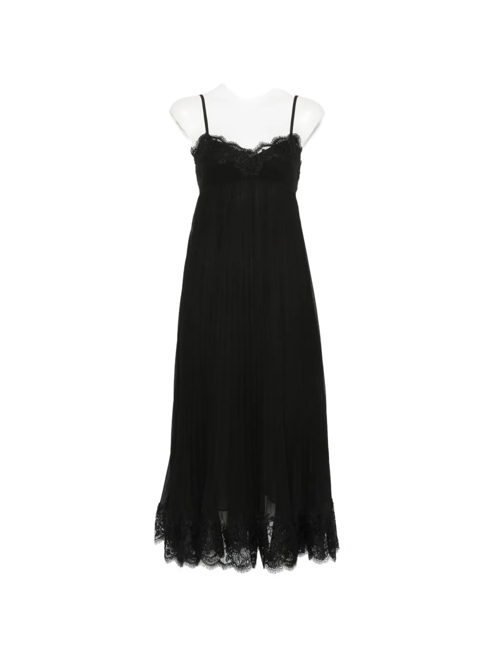 Zimmermann Lace-trim Pleated Dress In Black
