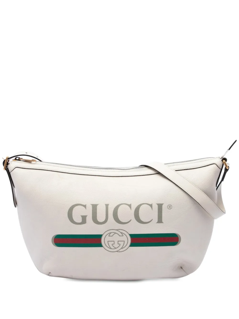 Gucci Pre-Owned 2016-2026 Grained Calfskin Logo Half Moon crossbody bag - Bianco