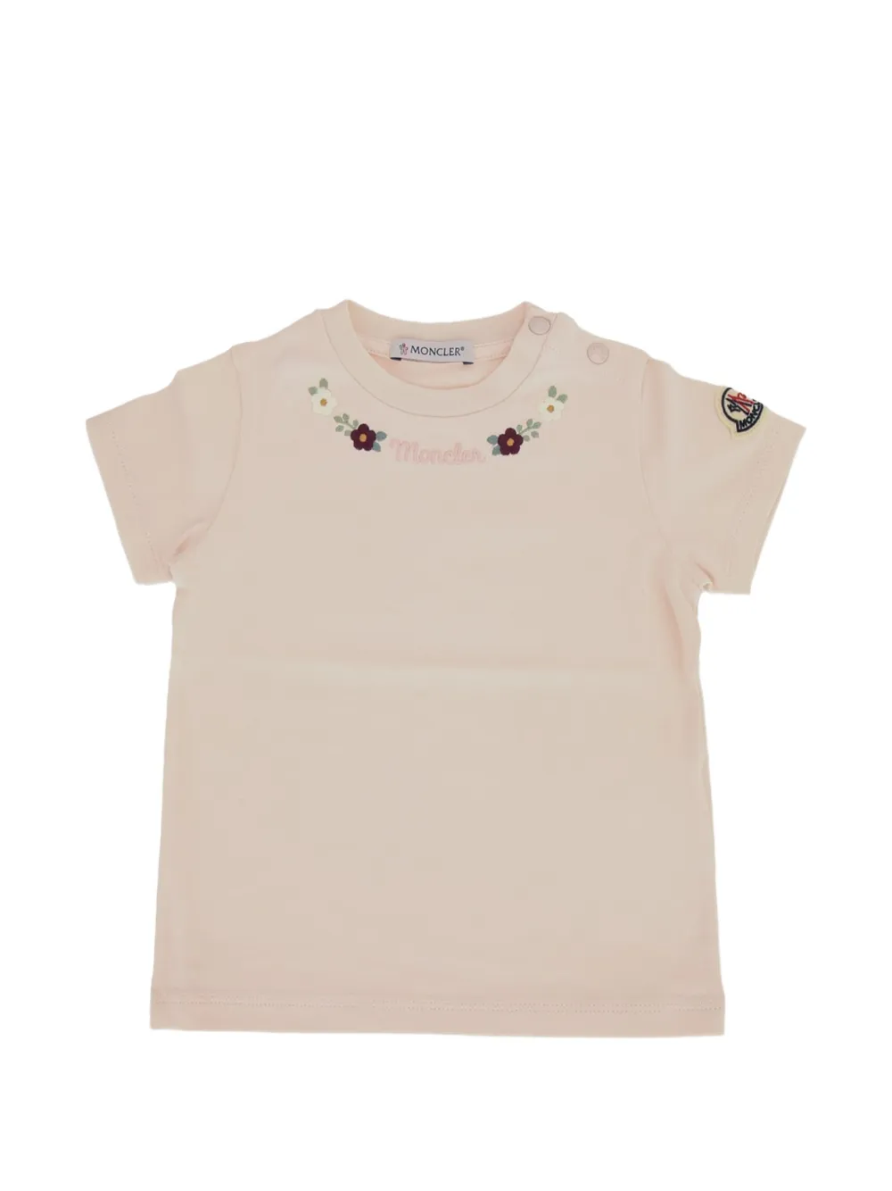 Moncler Enfant T-shirt met geborduurde bloe en logopatch Roze