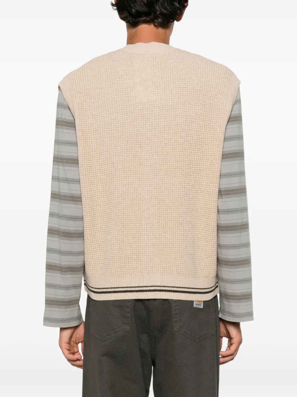 Maison Kitsuné Wafelgebreid vest met logopatch Beige