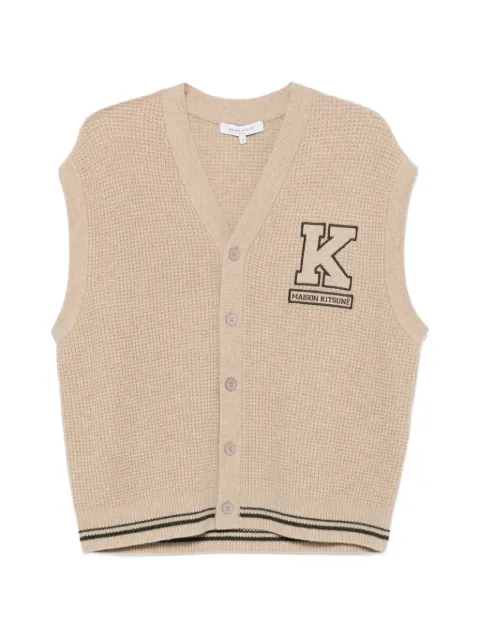 Maison Kitsuné logo-patch waffle-knit cardigan