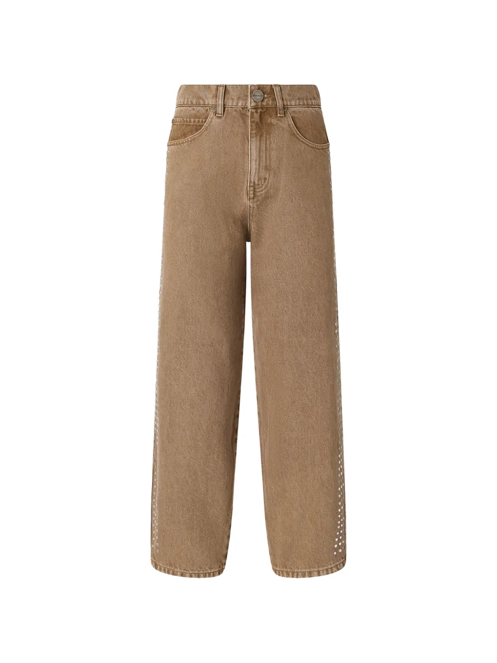 PINKO rhinestone-embellished embroidered-logo denim jeans - Toni neutri