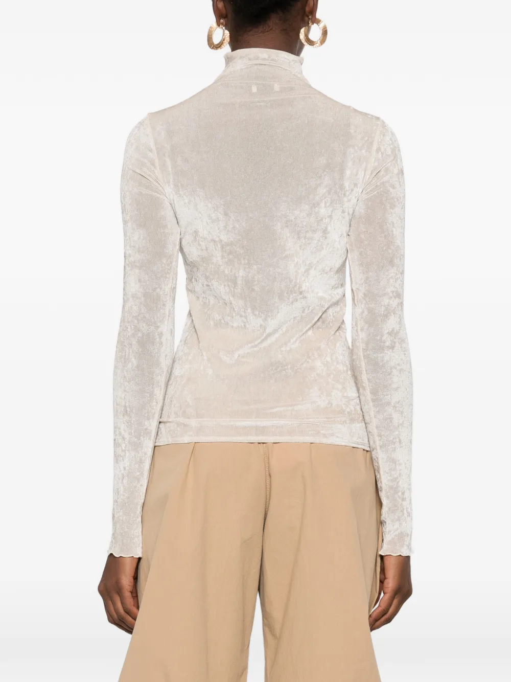 Forte metallic high-neck top Goud