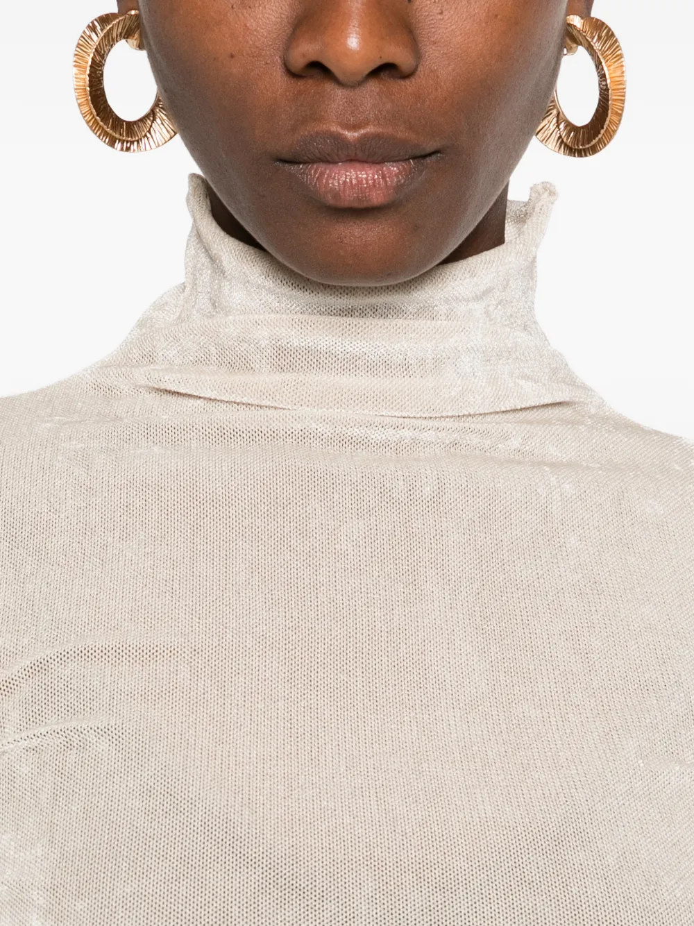 Forte metallic high-neck top Goud
