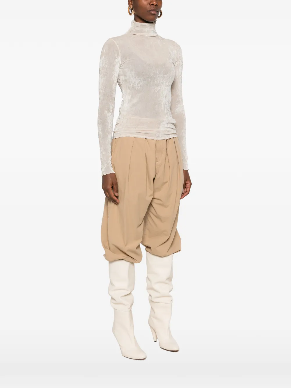 Forte metallic high-neck top Goud