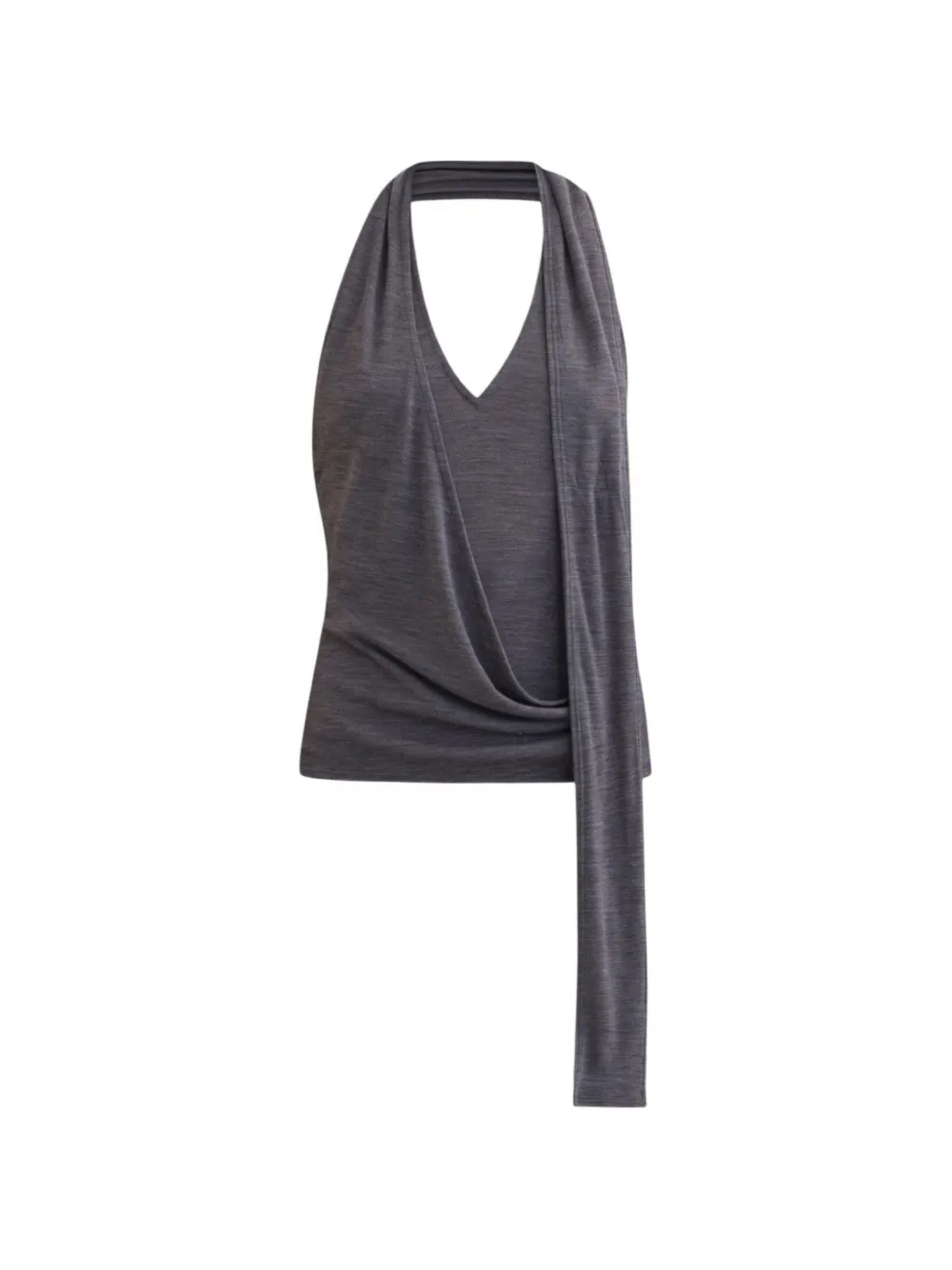 Belle Anna Draped Halterneck Top In Grey