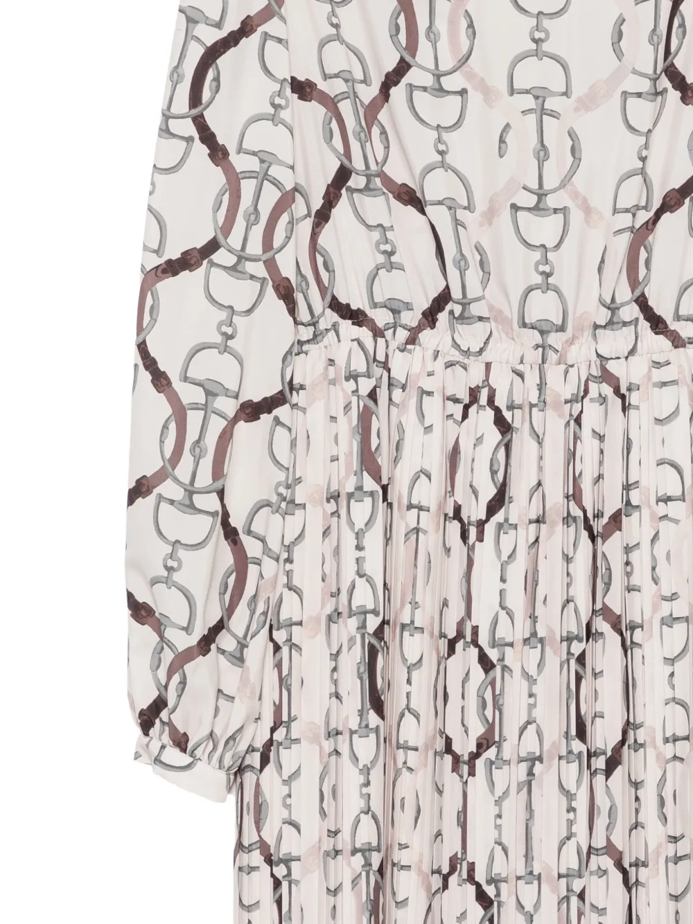 Eleventy Horsebit-print Pleated Midi Dress in Neutrals, view 3