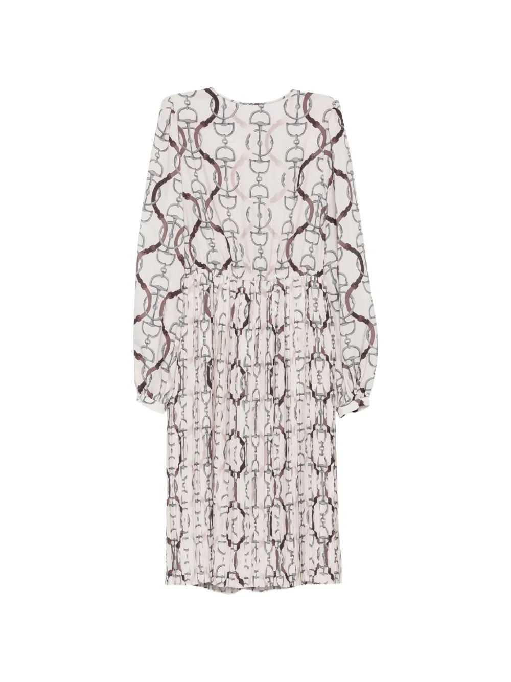 Eleventy horsebit-print pleated midi dress - Toni neutri