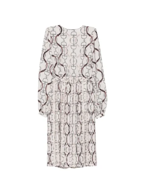 Eleventy horsebit-print pleated midi dress
