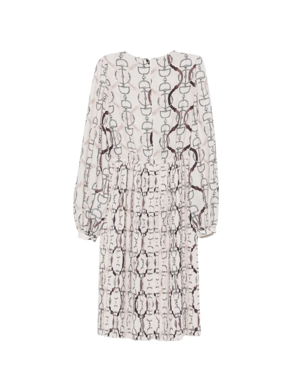 Eleventy Horsebit-print Pleated Midi Dress in Neutrals, view 2