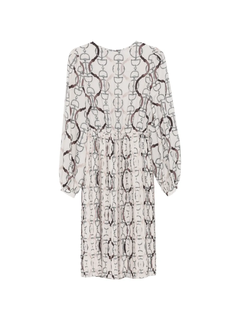 Eleventy horsebit-print pleated midi dress - Toni neutri