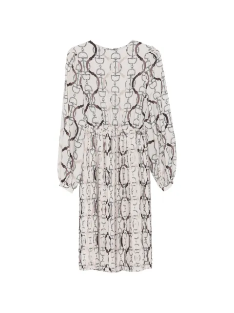 Eleventy horsebit-print pleated midi dress