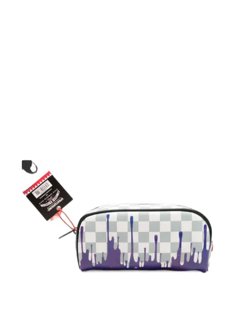 Sprayground shark-print checkered wash bag