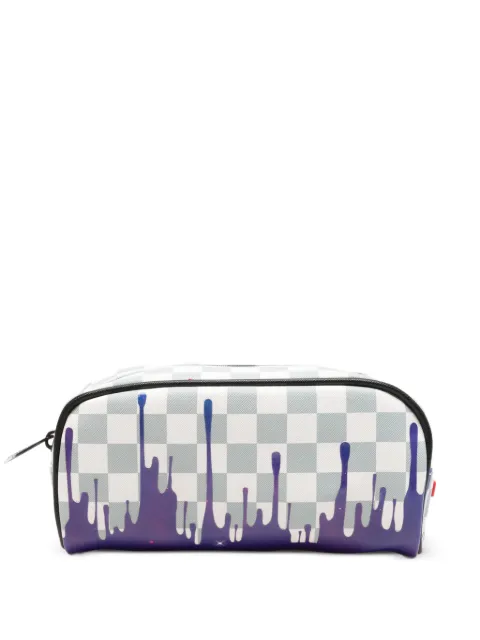 Sprayground shark-print checkered wash bag