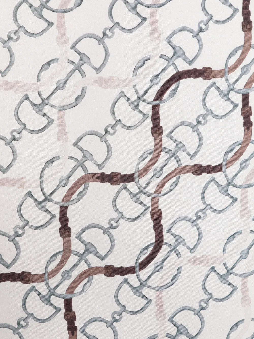 Eleventy Chain-print Silk Scarf in Neutrals, view 2