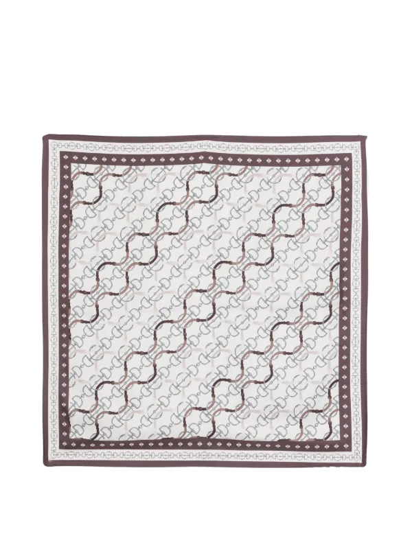Eleventy Chain-print Silk Scarf in Neutrals