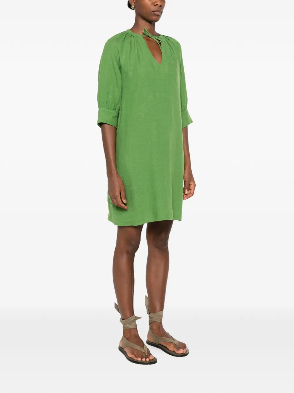MAISON123 Blinny mini-jurk met gestrikte hals Groen