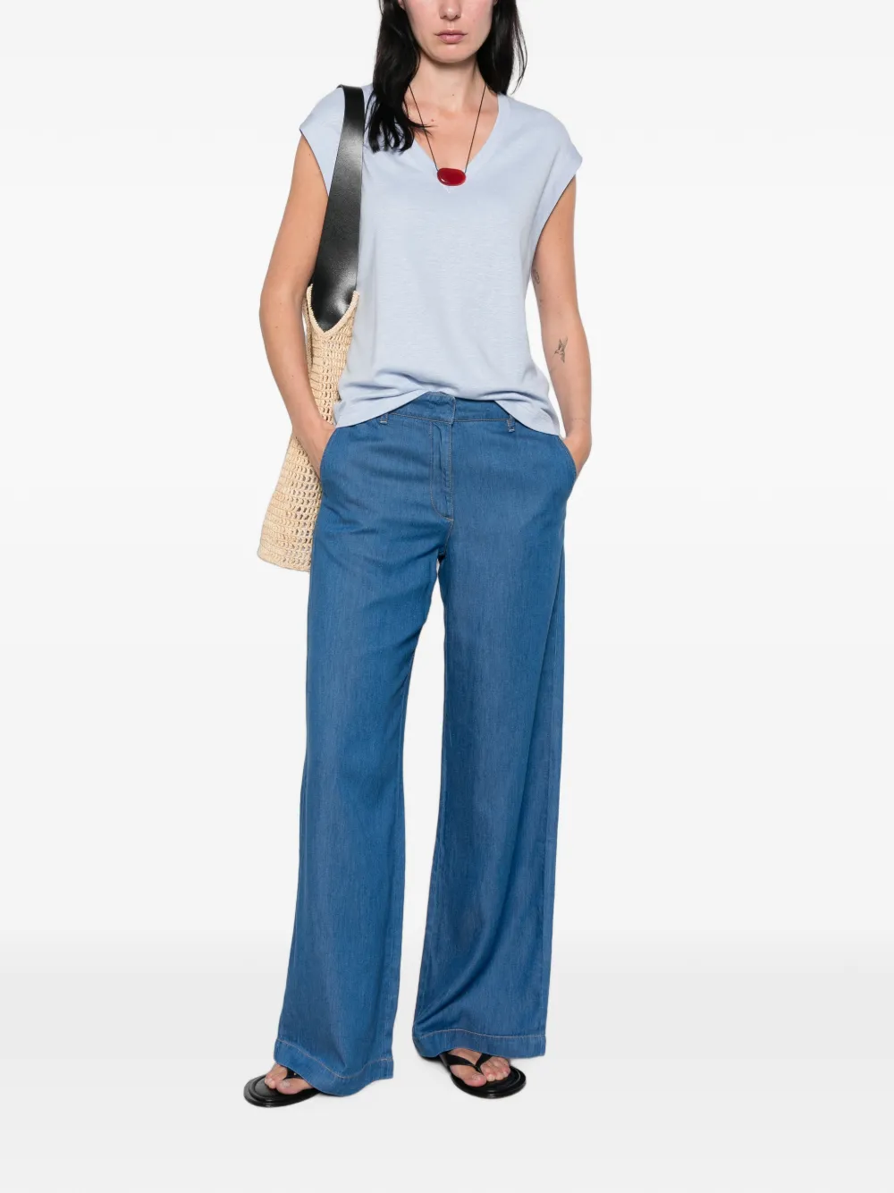 MAISON123 Adele jeans met wijde pijpen Blauw