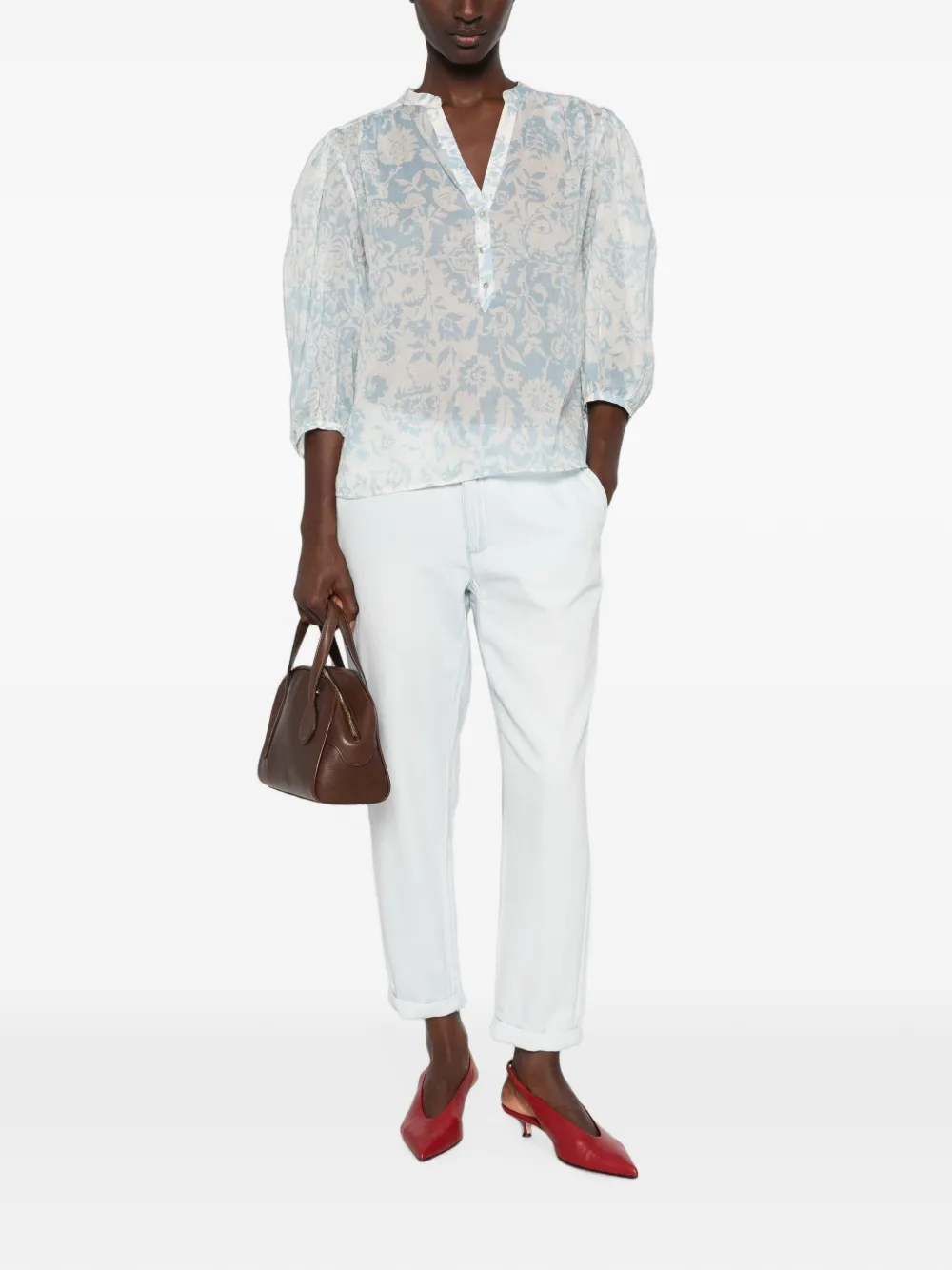 MAISON123 Devona blouse met bloemenprint Wit