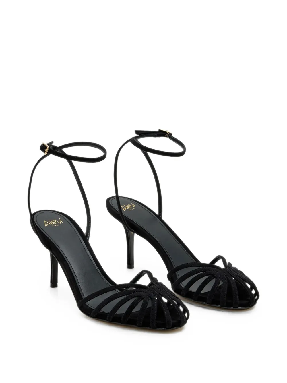 Alevì Blake strappy leather sandals Zwart
