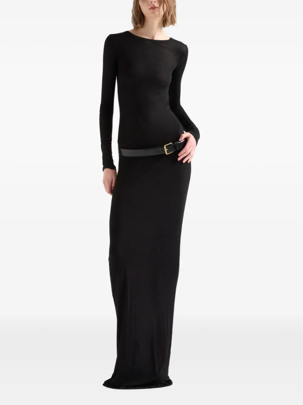 7 For All Mankind Getailleerde maxi-jurk met lange mouwen Zwart