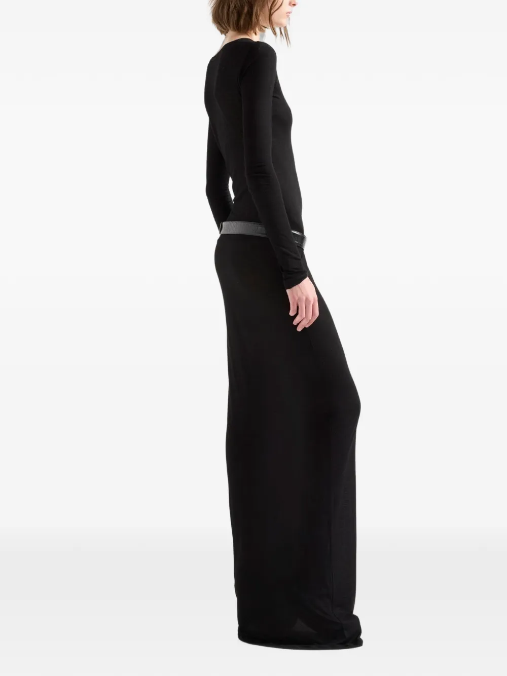 7 For All Mankind Getailleerde maxi-jurk met lange mouwen Zwart