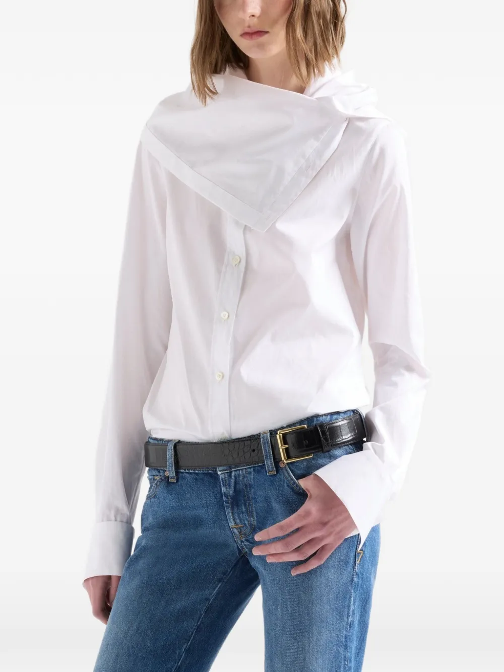 7 For All Mankind blouse met hoge hals Wit