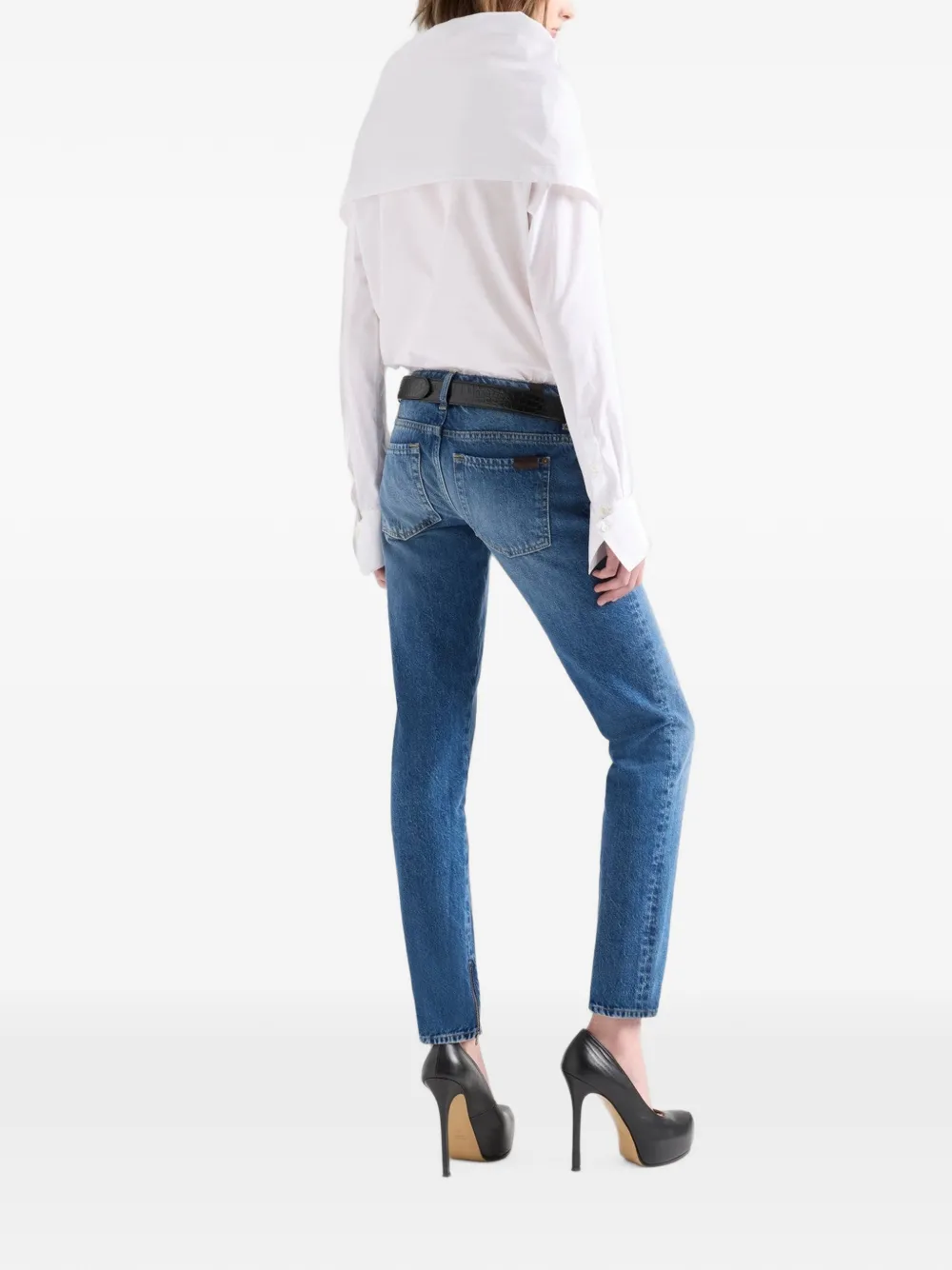 7 For All Mankind High-neck Long-sleeve Shirt In White