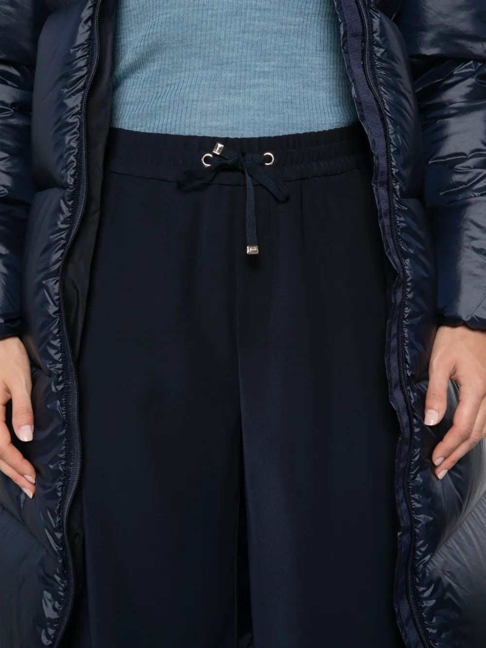 Herno Palazzo broek met trekkoord Blauw