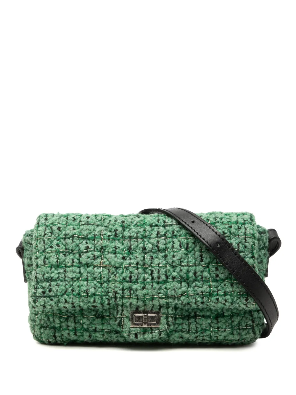 CHANEL Pre-Owned 2009-2010 jumbo Reissue 2.55 Easy Messenger Flap Umhängetasche aus gestepptem Tweed - Grün
