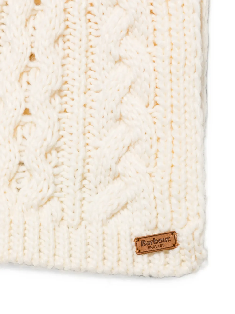 Barbour Kabelgebreide set met sjaal en muts Beige