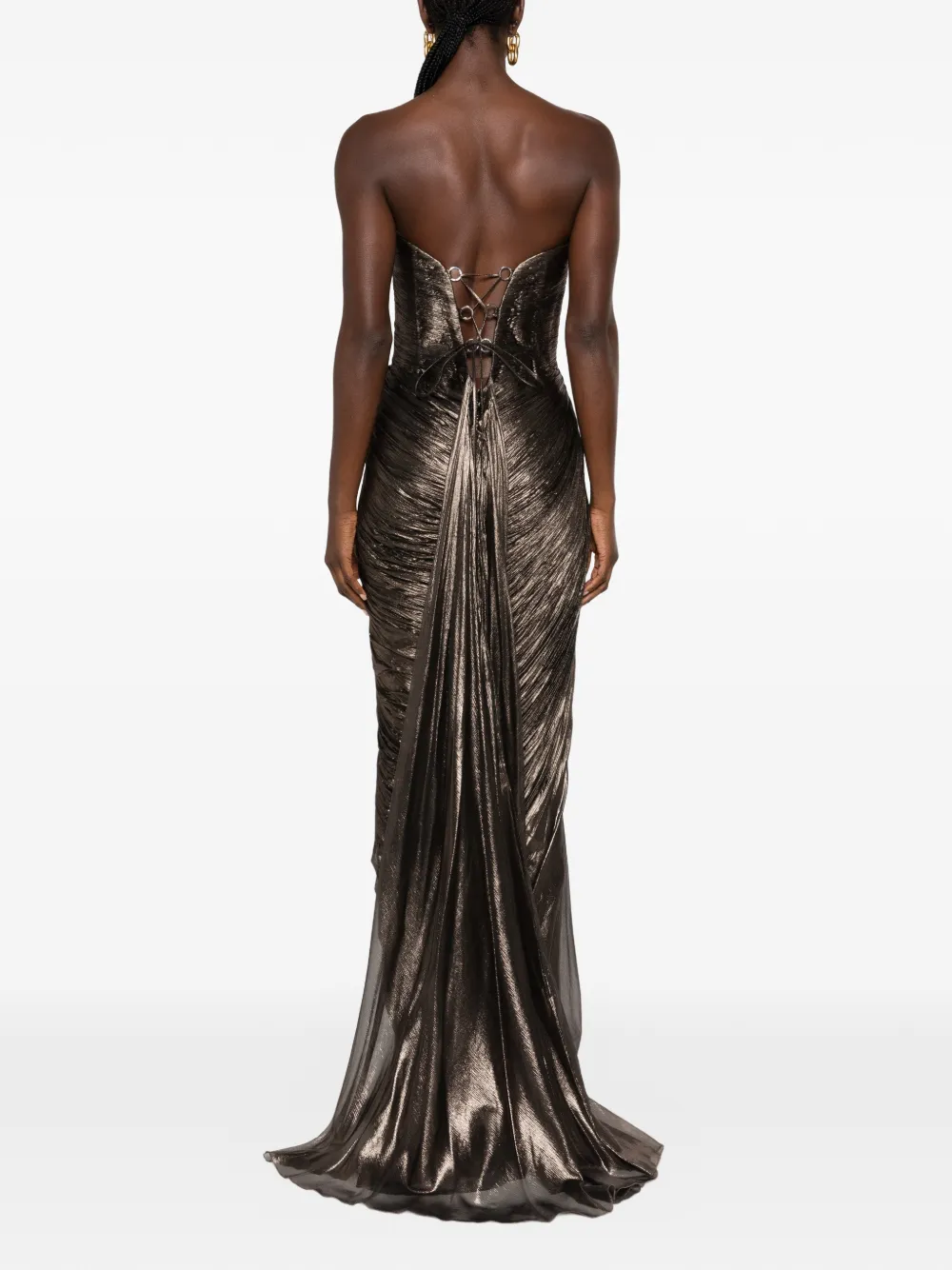 Maria Lucia Hohan Zephyra strapless maxi-jurk met uitgesneden details Bruin