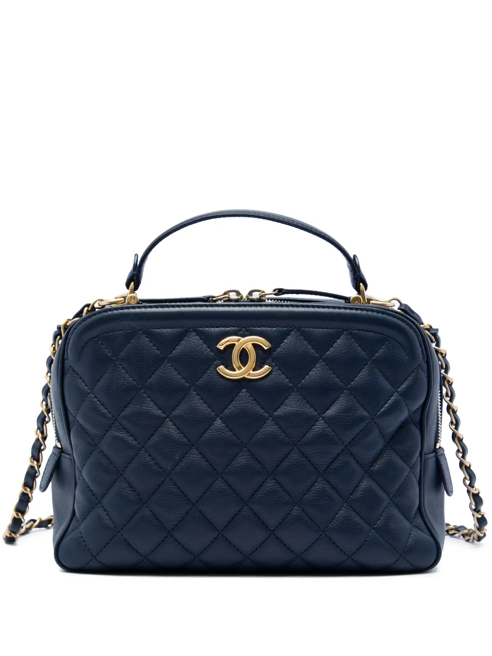 CHANEL Pre-Owned Borsa a tracolla CC trapuntata media in pelle di agnello con catena 2018-2019 - Blu
